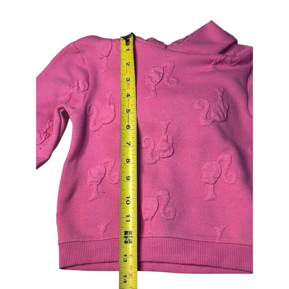 Barbie Girls Pink Embossed Full-Zip Hoodie | All-Over Logo Design, 3T, 11"x13" - Picture 6 of 7